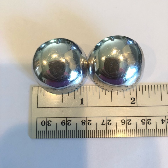 Sliver Button Earrings - Picture 3 of 3